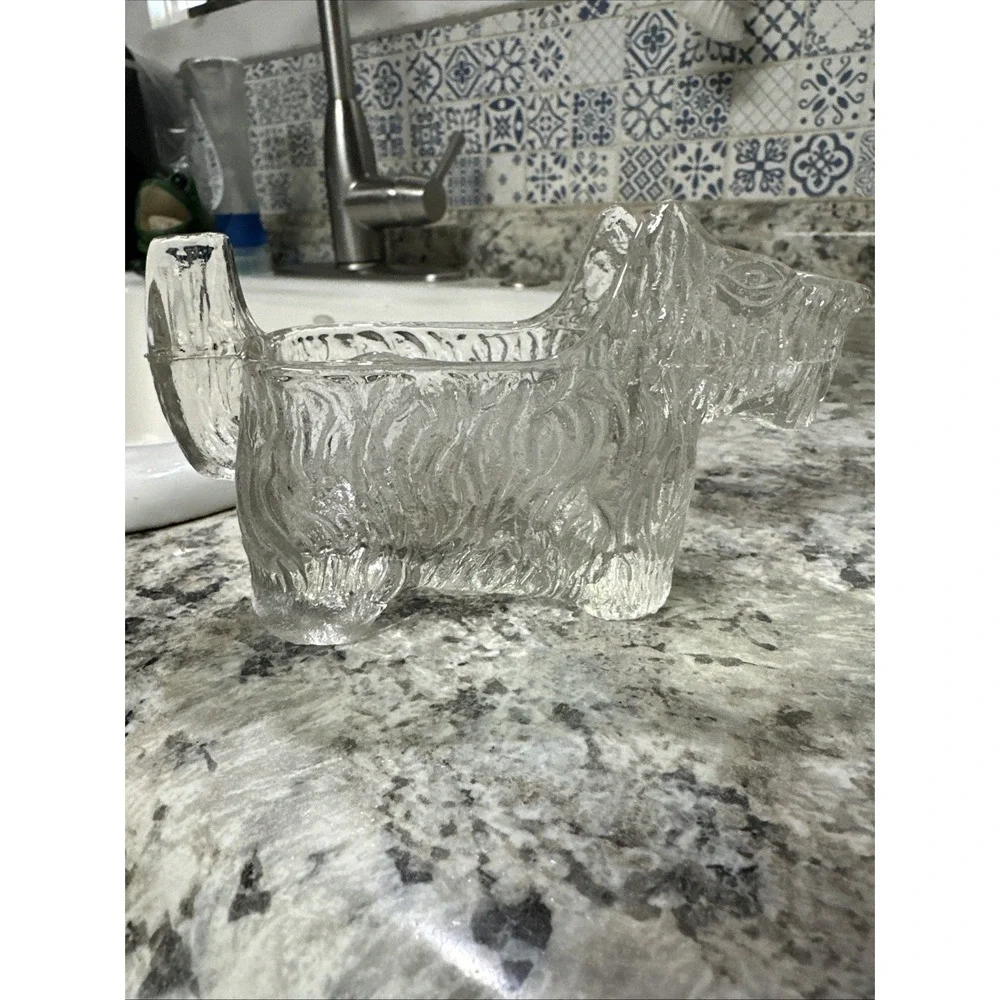 Vintage Scottie Dog Creamer 1930s Clear Glass‎ Post Cereal #28 LE Smith Glass Co
